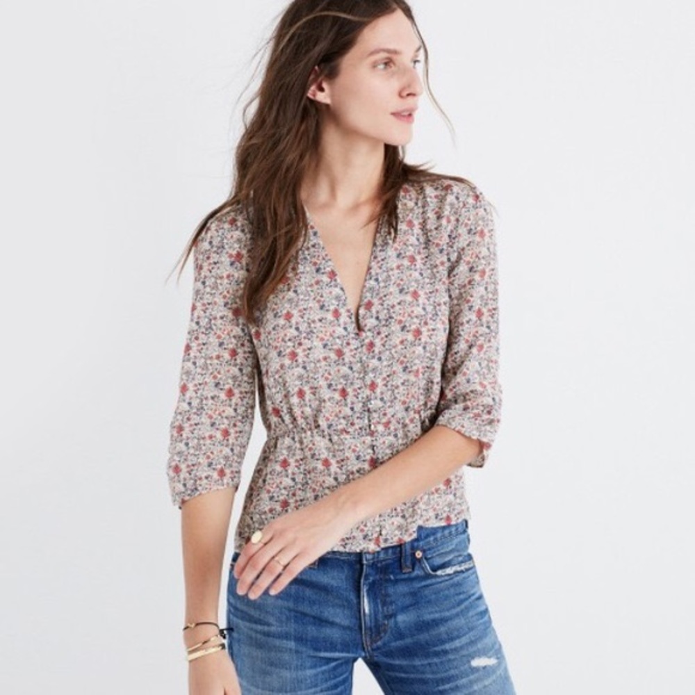 Madewell silk shadowpetal top size 6